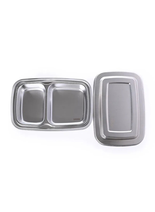 komax Rectangular steel food container, 2 compartments - Image 2